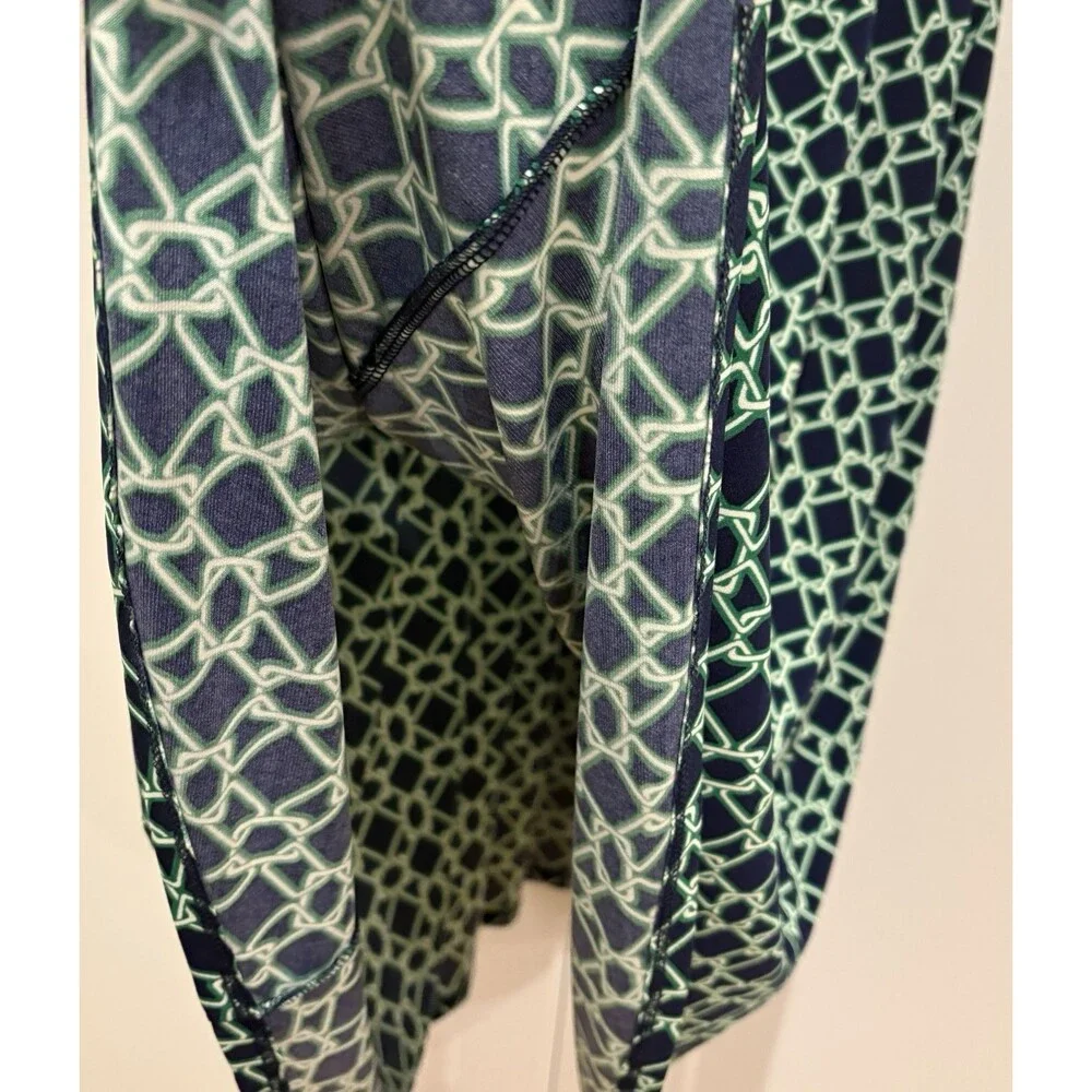 London Times Dress Women's Size 6P Petites Navy Blue Green Printed A-Line NWT - Picture 6 of 12